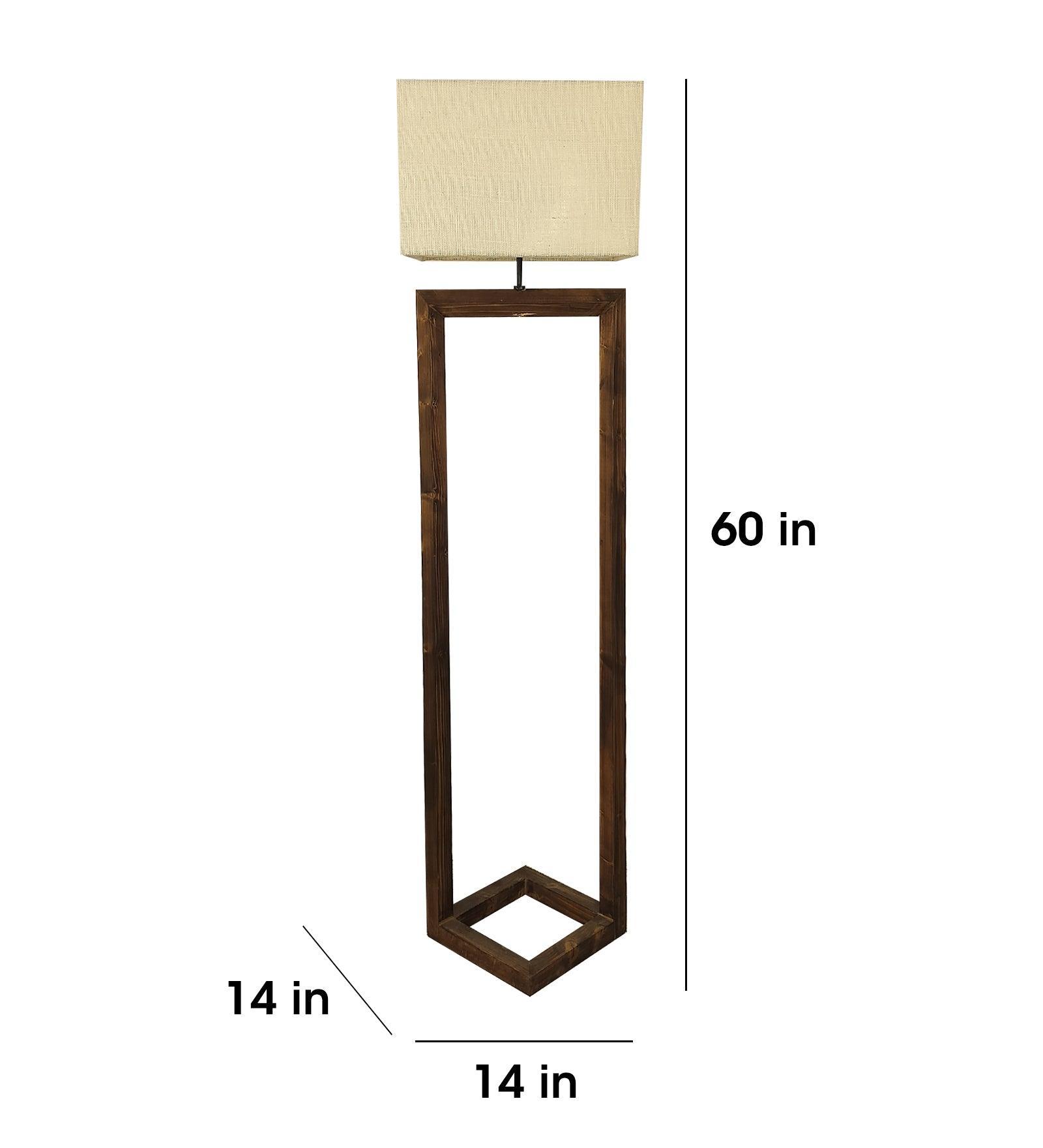 Buy Floor Lamp - Tesseract Wooden Floor Lamp with Beige Fabric Lampshade by Symplify on IKIRU online store