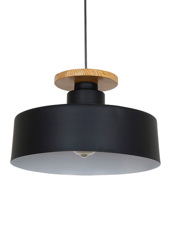 Buy Hanging Lights - 13-inch Black Modern Nordic Pendant Light with Wooden Base - by Fos Lighting on IKIRU online store