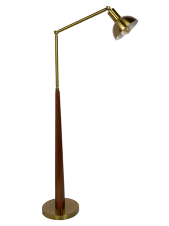 Buy - Fos Lighting Contemporary 2 Point Adjustable wood & Metal Floor Lamp in Matt Brass Finish Back order by Fos Lighting on IKIRU online store