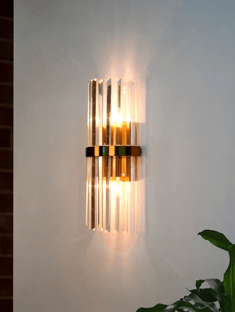 Buy Wall Light - Modern Transparent Prismatic 18 Inch Crystal & Steel Dual Wall Light by Fos Lighting on IKIRU online store