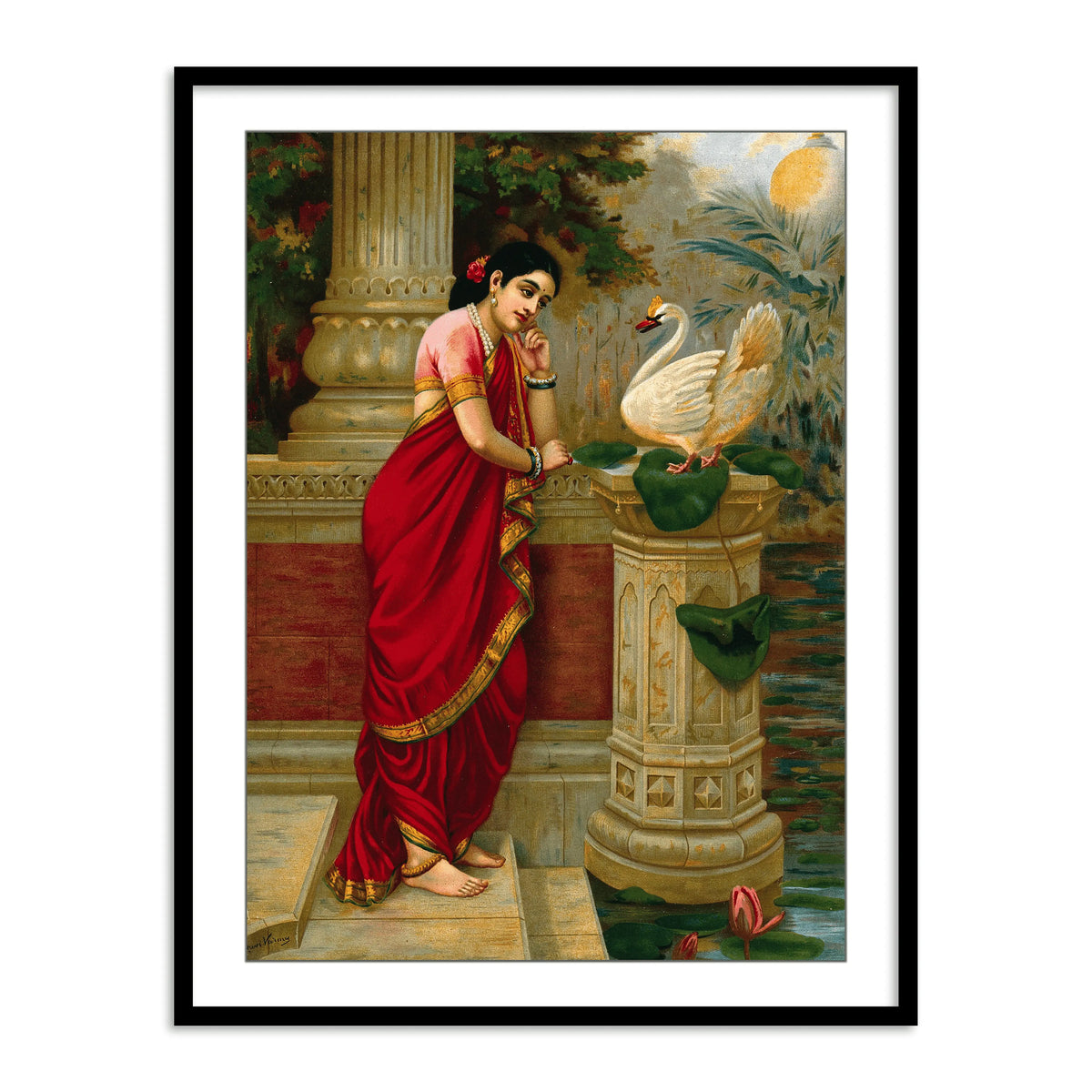 Indian Woman & Swan Wall Painting | Traditional Wall Art