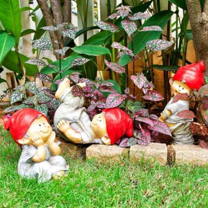 Buy garden decor - Baby Elves Group Figurines for Garden Decor I Decorative Sculptures by ISAAKA on IKIRU online store