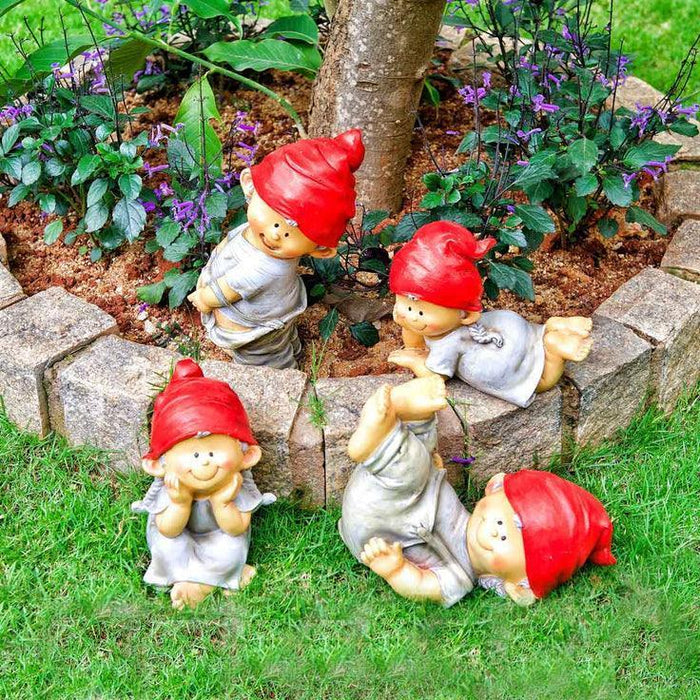 Buy garden decor - Playful Elf Boy Figurines for Garden Decor I Decorative Sculptures by ISAAKA on IKIRU online store