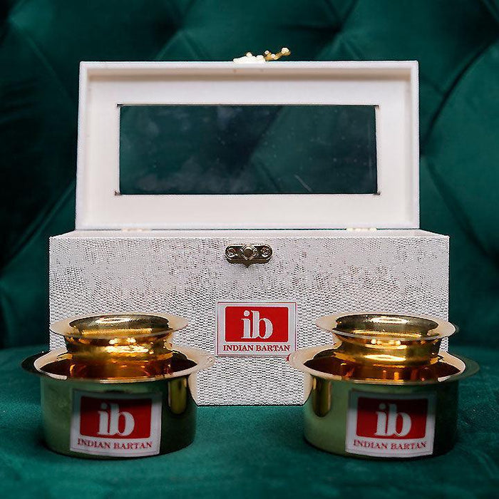 Buy Glasses & jug - Brass Coffee Davara Tumbler in Gift Box & Tumbler Jar with Lid by Indian Bartan on IKIRU online store