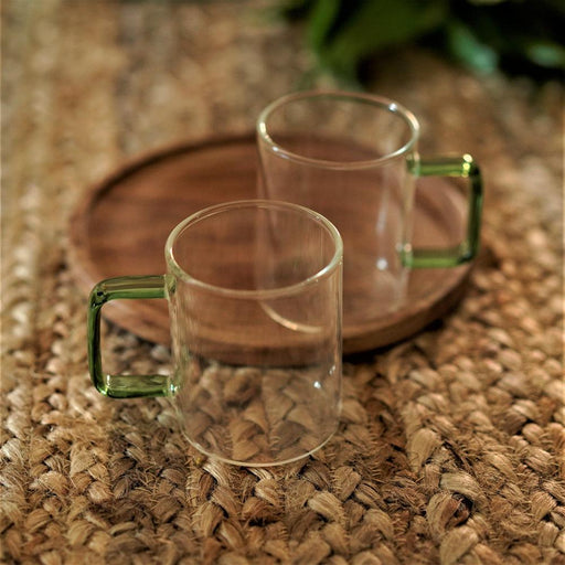 Buy Glasses & jug - Dogri Clear Glass Tea & Coffee Mugs Set Of 2 | Serving Cups For Beverages & Mocktail by Courtyard on IKIRU online store