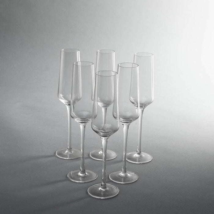 Buy Glasses & jug - Skylar Classy Long Stem Champagne Serving Glasses | Glass Set Of 6 For Home Decor & Gifting by Home4U on IKIRU online store