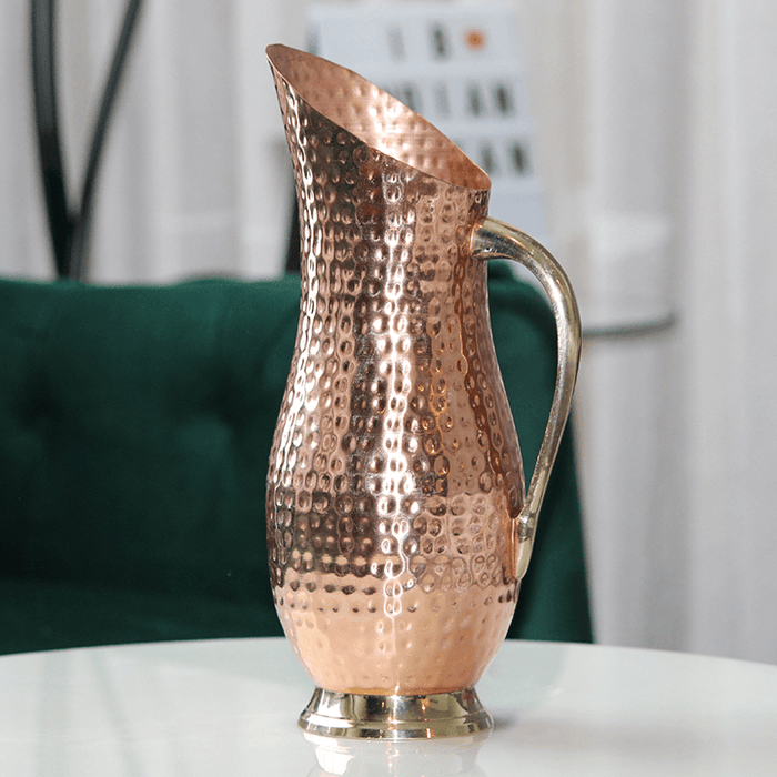 Buy Glasses & jug - Stylish Copper Hammered Water Jug For Home & Restaurant by Indian Bartan on IKIRU online store