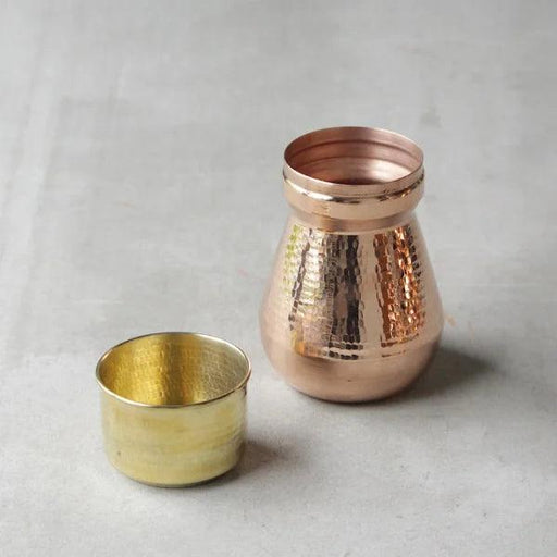 Buy Glasses & jug - Water Carafe Mini with Brass Glass | Copper Jug for Water by Rayden on IKIRU online store
