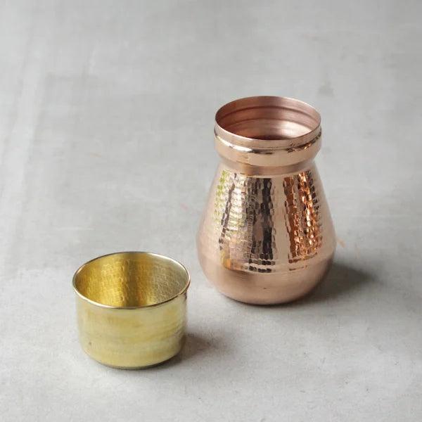 Copper & Brass Mini Water Carafe | Storage Vessel For Kitchenware & Gifting