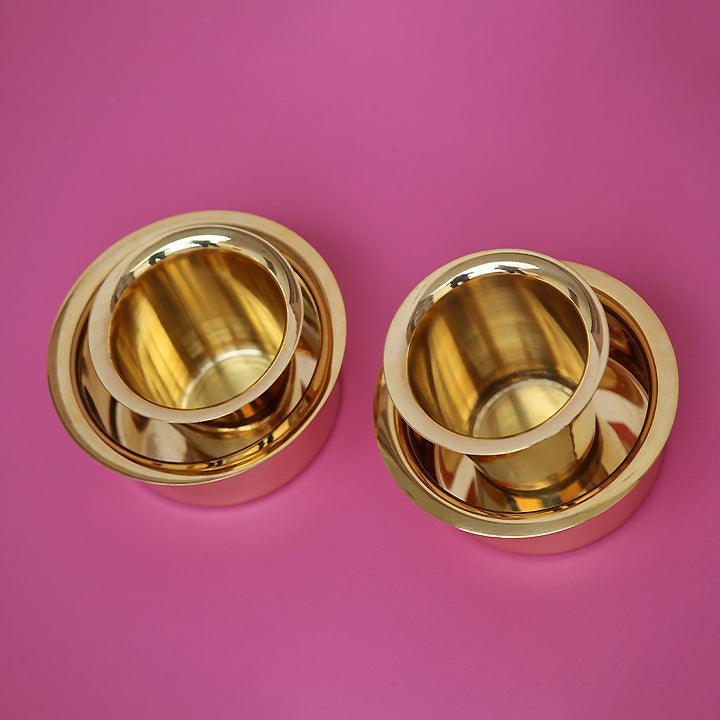 Buy Glasses - Traditional Brass Filter Coffee Davara Set Of 4 | Kitchen Utensils by Indian Bartan on IKIRU online store