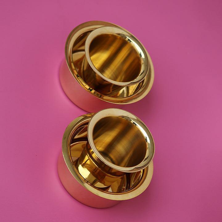 Buy Glasses - Traditional Brass Filter Coffee Davara Set Of 4 | Kitchen Utensils by Indian Bartan on IKIRU online store