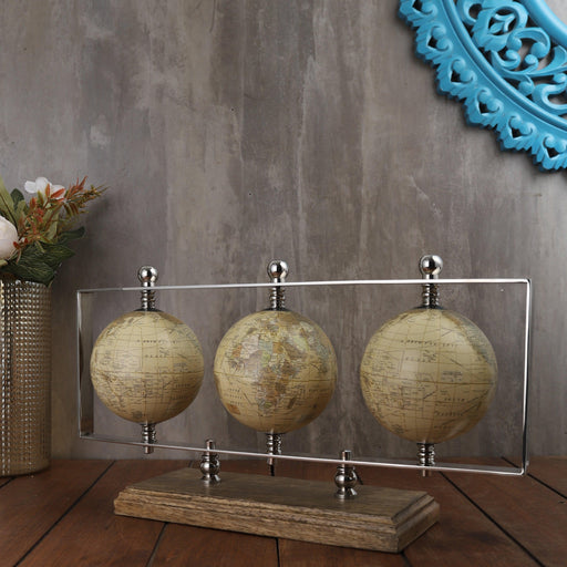 Buy Globe - Decorative Triple Vertical Globe | Unique Showpiece For Home & Office Decor by De Maison Decor on IKIRU online store