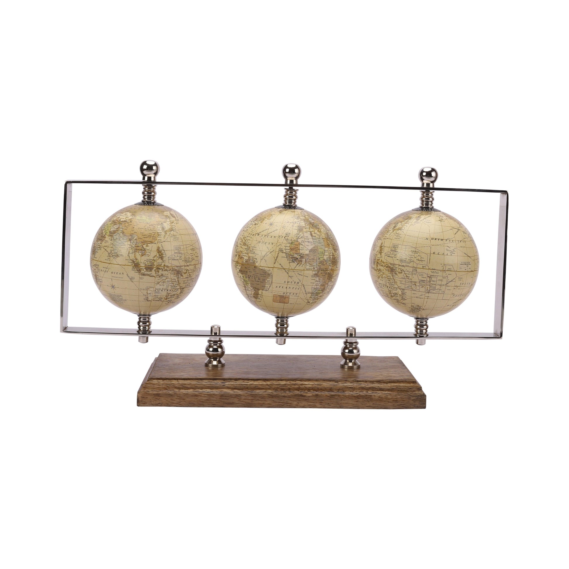 Buy Globe - Decorative Triple Vertical Globe | Unique Showpiece For Home & Office Decor by De Maison Decor on IKIRU online store