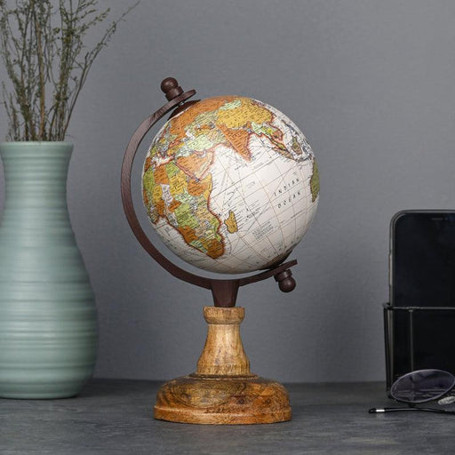 Buy Globe - Pastel Rotating World Globe With Wooden Base Stand For Table & Office Desk by Casa decor on IKIRU online store
