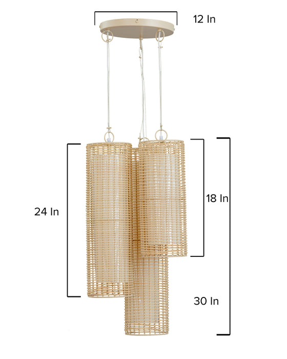 Buy Hanging Lights - Bamboo Pillar Pendant Lights (Cluster of 3) by House of Trendz on IKIRU online store