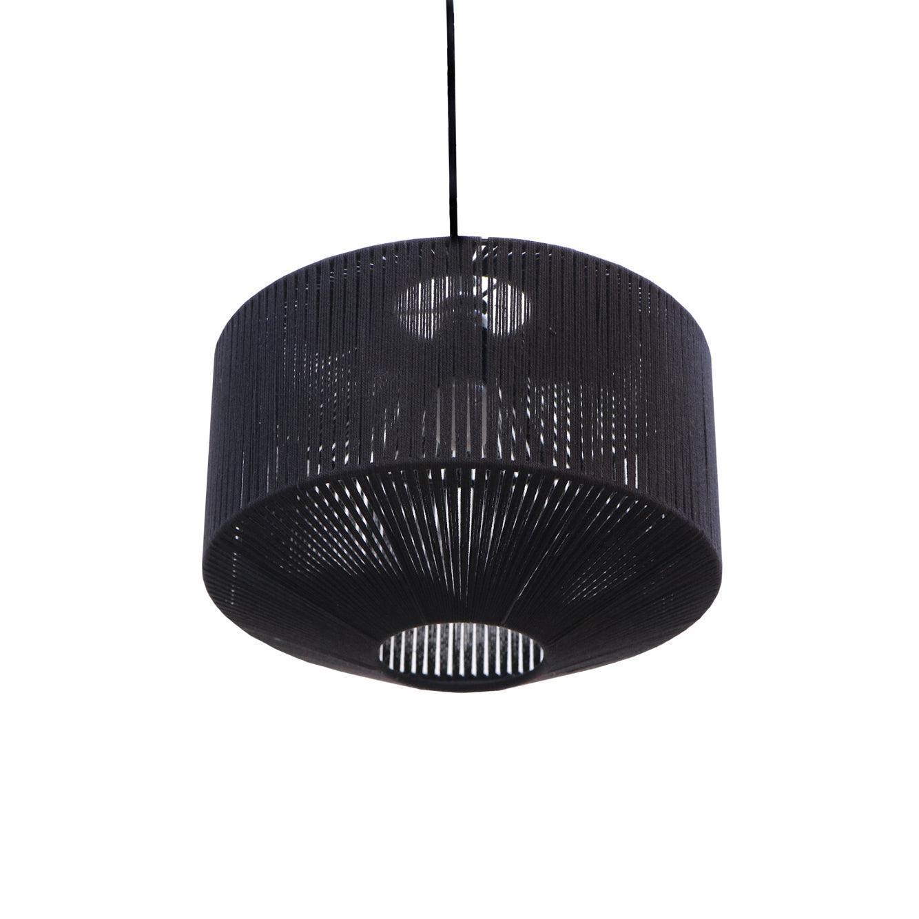 Buy Hanging Lights - Black Iron And Woven Rope Bela Hanging Lamp | Pendant Light For Home Decor by Home Blitz on IKIRU online store