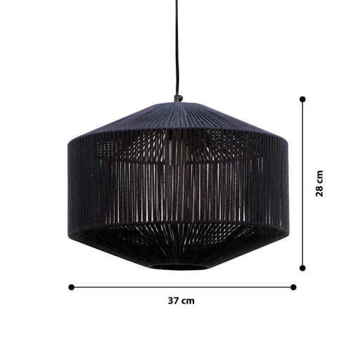 Buy Hanging Lights - Black Iron And Woven Rope Bela Hanging Lamp | Pendant Light For Home Decor by Home Blitz on IKIRU online store