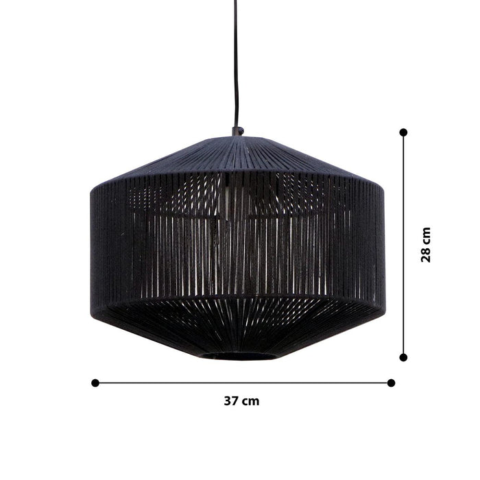 Buy Hanging Lights - Black Iron And Woven Rope Bela Hanging Lamp | Pendant Light For Home Decor by Home Blitz on IKIRU online store