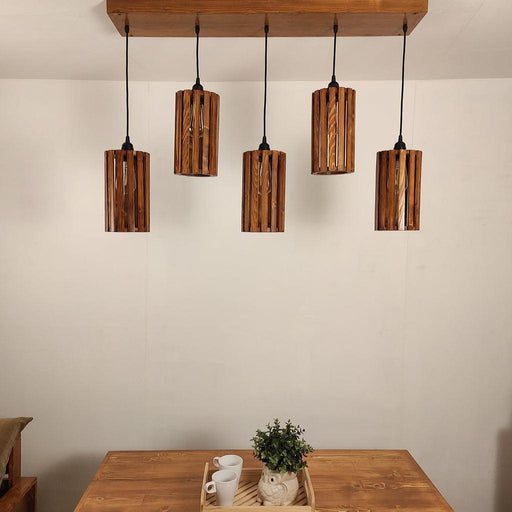 Buy Hanging Lights - Casa Wooden 5 Series Hanging Light for Home Decor | Pendant Lamp by Symplify on IKIRU online store