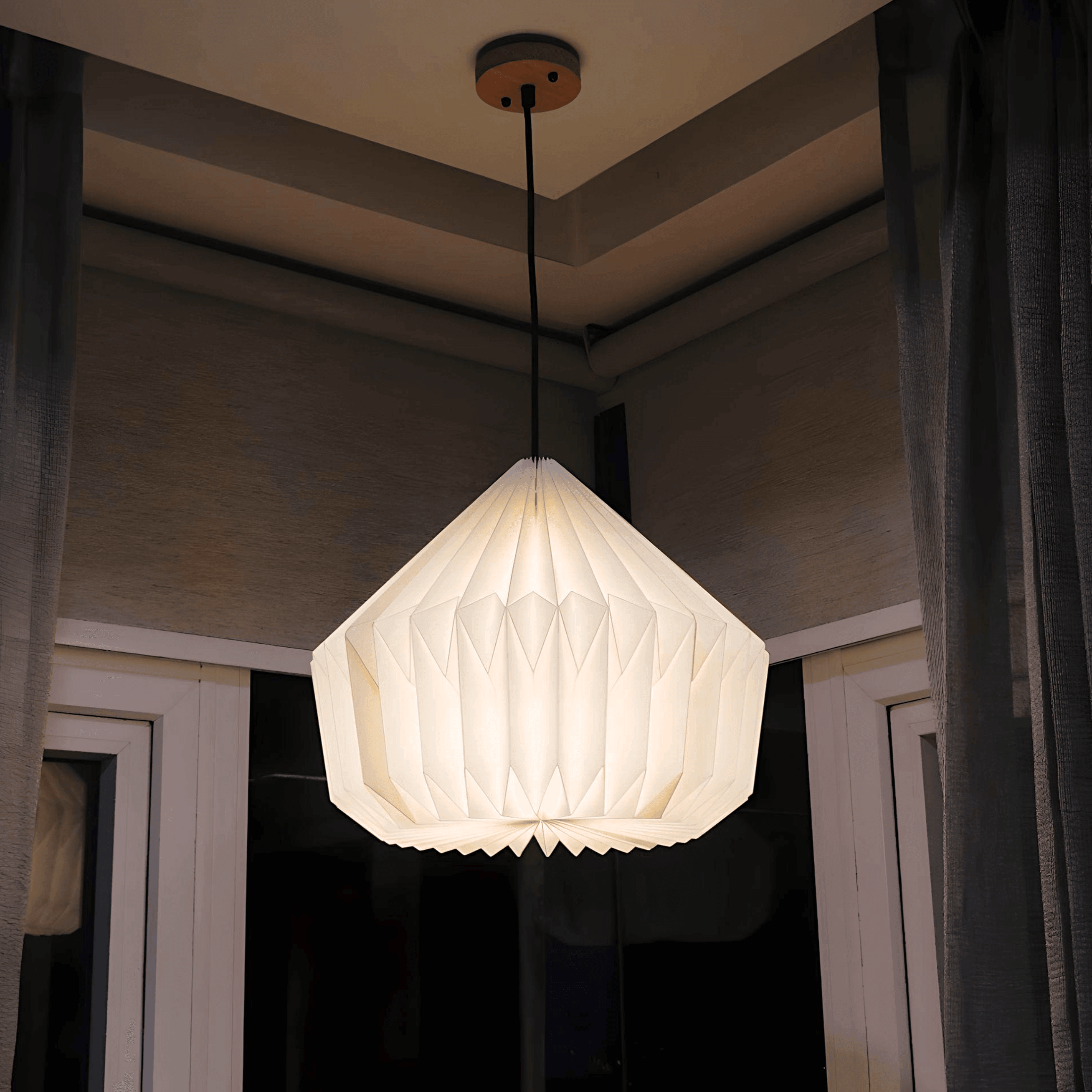 Buy Hanging Lights - Decorative Origami Hanging Lamp Off White | Modern Pendant Light For Decor by Fig on IKIRU online store