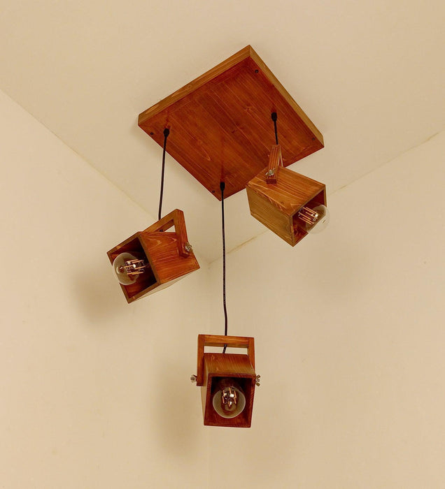 Buy Hanging Lights - Focal Brown Wooden Cluster Hanging Light by Symplify on IKIRU online store