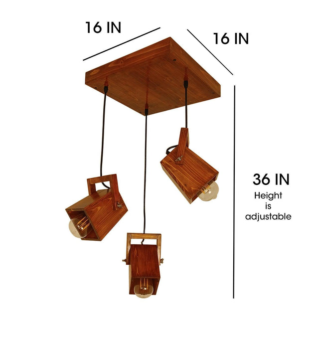 Buy Hanging Lights - Focal Brown Wooden Cluster Hanging Light by Symplify on IKIRU online store