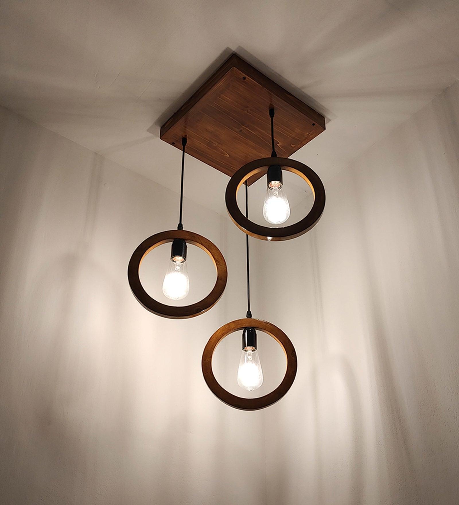 Buy Hanging Lights - Halo Brown Cluster Hanging Light for Living Room | Wall Mounted Lamp by Symplify on IKIRU online store
