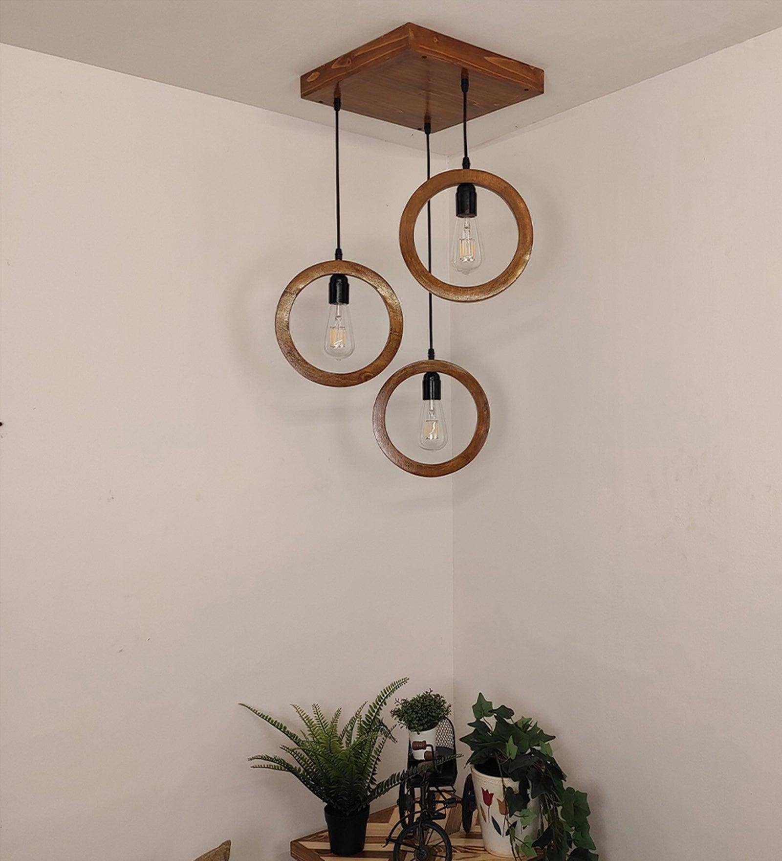 Buy Hanging Lights - Halo Brown Cluster Hanging Light for Living Room | Wall Mounted Lamp by Symplify on IKIRU online store