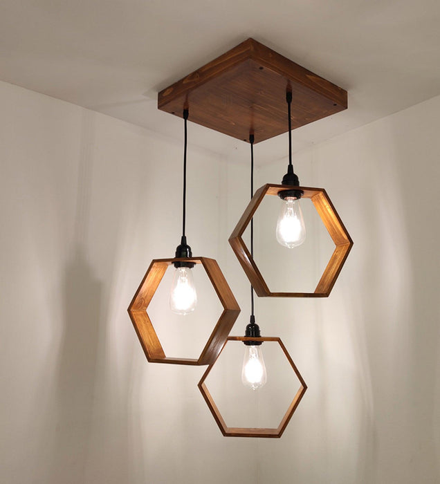 Buy Hanging Lights - Hexagram Brown Cluster Hanging Light by Symplify on IKIRU online store