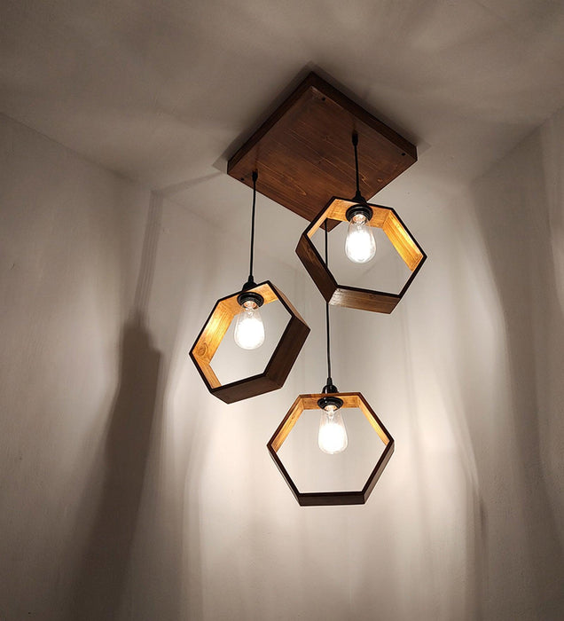 Buy Hanging Lights - Hexagram Brown Cluster Hanging Light by Symplify on IKIRU online store