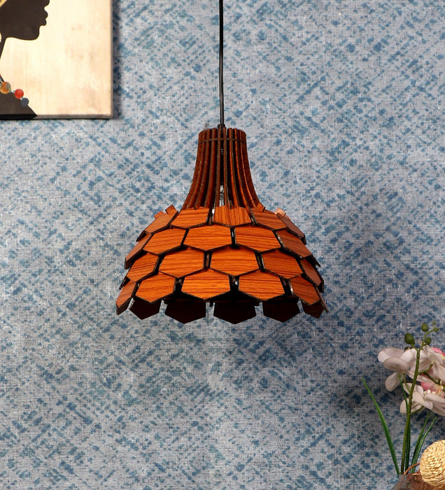 Buy Hanging Lights - Minimal Wooden Hanging Lamp | Decorative Pendant Light For Home & Living Room Decor by ELIANTE by Jainsons Lights on IKIRU online store