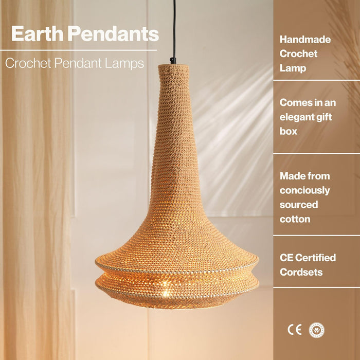 Buy Hanging Lights - Modern Crochet Pendant Hanging Light | Boho Decorative Lampshade by Fig on IKIRU online store