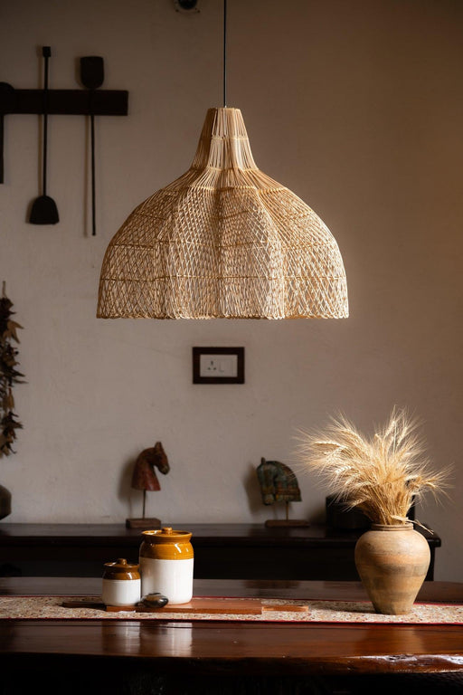 Buy Hanging Lights - Modern Rattan Canopy Pendant Lampshade | Decorative Ceiling Hanging Light For Decor & Gifting by Tesu on IKIRU online store