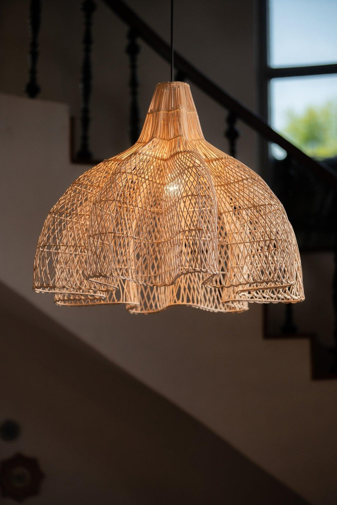 Buy Hanging Lights - Modern Rattan Canopy Pendant Lampshade | Decorative Ceiling Hanging Light For Decor & Gifting by Tesu on IKIRU online store