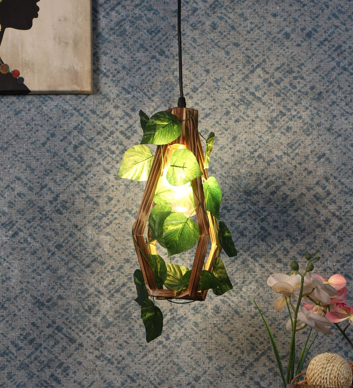 Buy Hanging Lights - Modern Wooden Plant Hanging Lampshade | Decorative Pendant Light For Living Room & Home by ELIANTE by Jainsons Lights on IKIRU online store