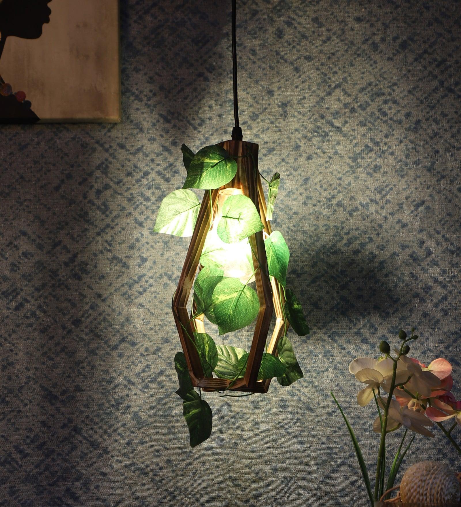 Buy Hanging Lights - Modern Wooden Plant Hanging Lampshade | Decorative Pendant Light For Living Room & Home by ELIANTE by Jainsons Lights on IKIRU online store