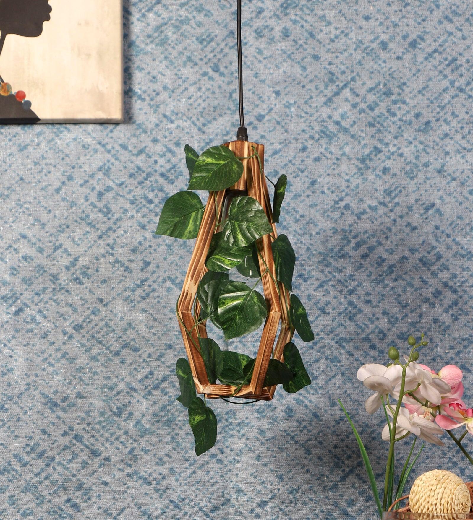 Buy Hanging Lights - Modern Wooden Plant Hanging Lampshade | Decorative Pendant Light For Living Room & Home by ELIANTE by Jainsons Lights on IKIRU online store
