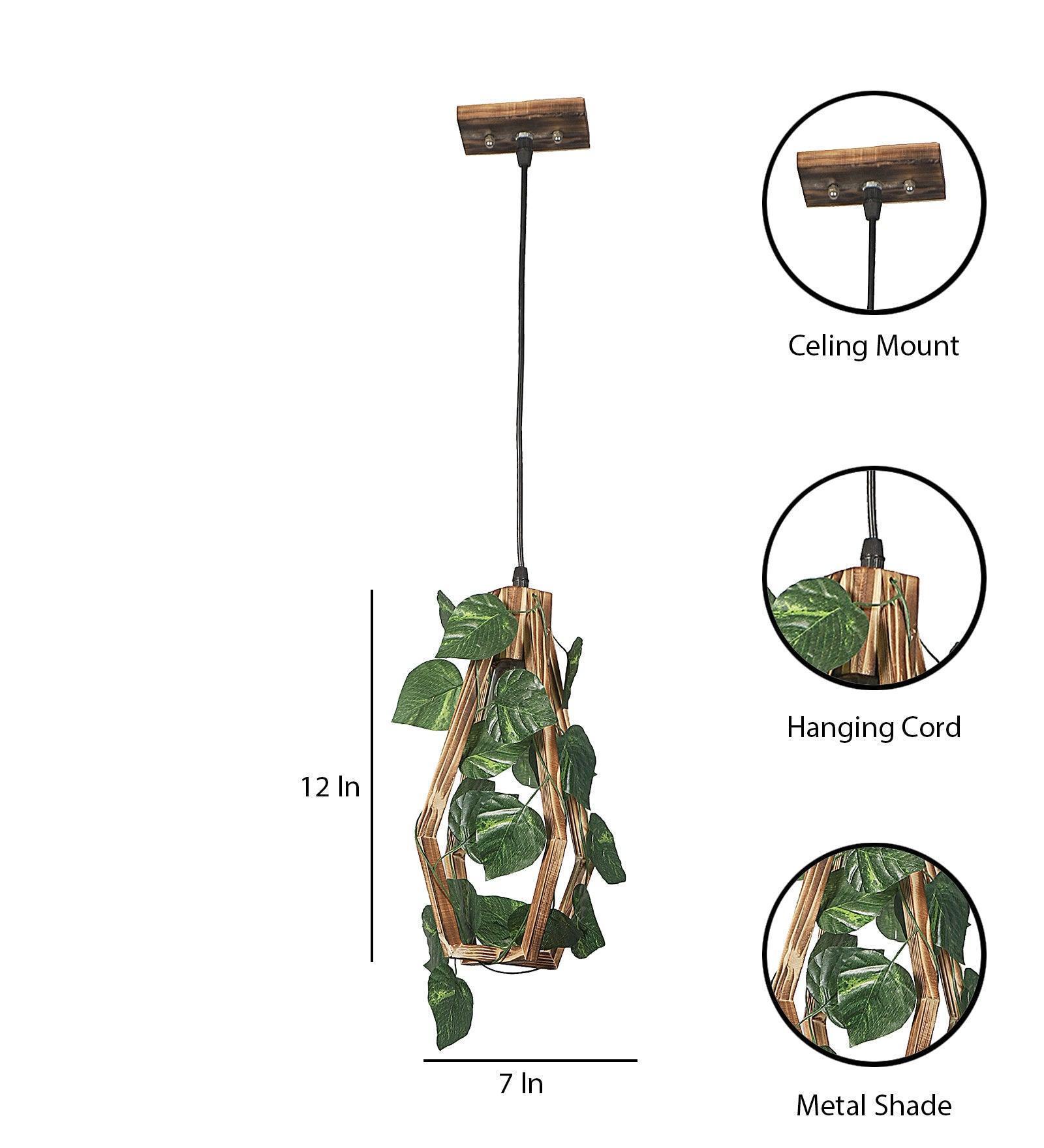 Buy Hanging Lights - Modern Wooden Plant Hanging Lampshade | Decorative Pendant Light For Living Room & Home by ELIANTE by Jainsons Lights on IKIRU online store