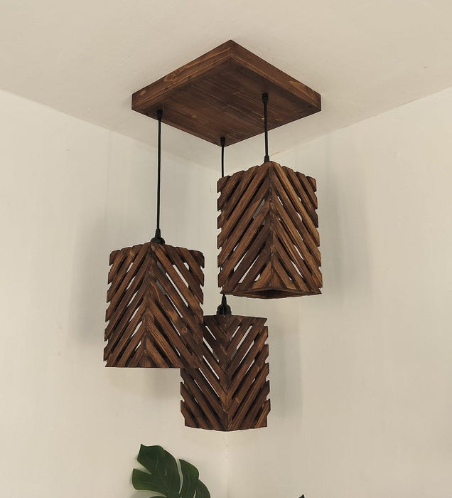 Buy Hanging Lights - Oblique Cluster Hanging Light | Wooden Pendant Lamp by Symplify on IKIRU online store