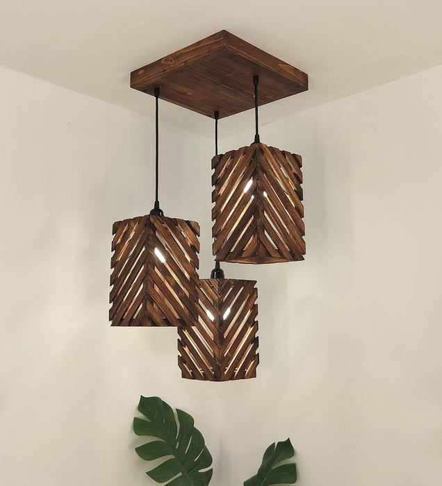 Buy Hanging Lights - Oblique Cluster Hanging Light | Wooden Pendant Lamp by Symplify on IKIRU online store