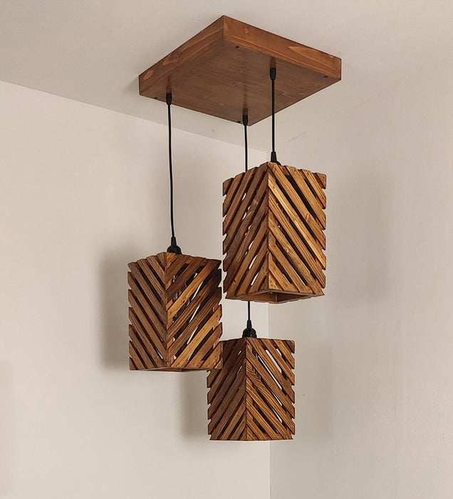 Buy Hanging Lights - Oblique Cluster Hanging Light | Wooden Pendant Lamp by Symplify on IKIRU online store