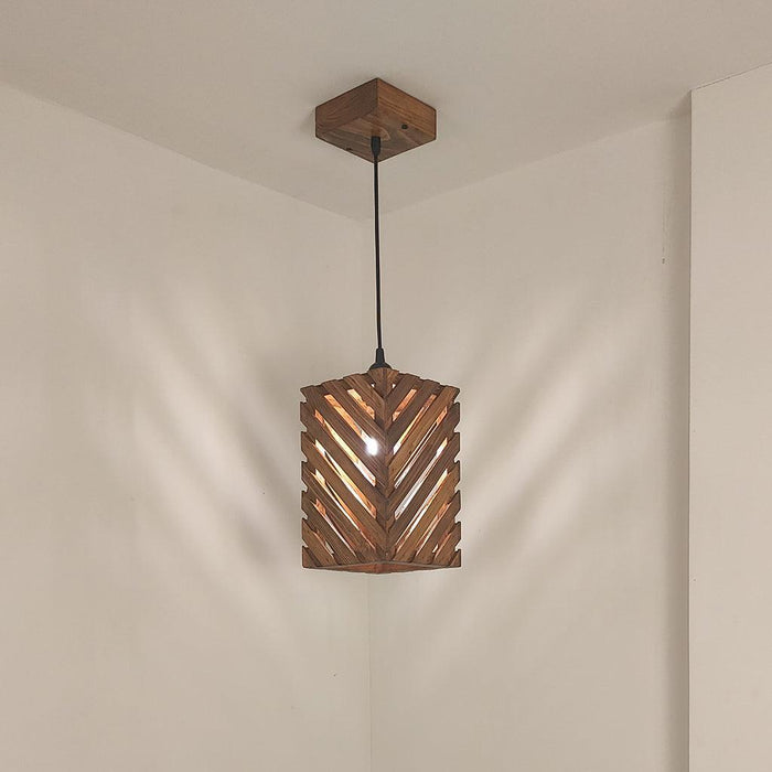 Buy Hanging Lights - Oblique Wooden Single Hanging Light by Symplify on IKIRU online store