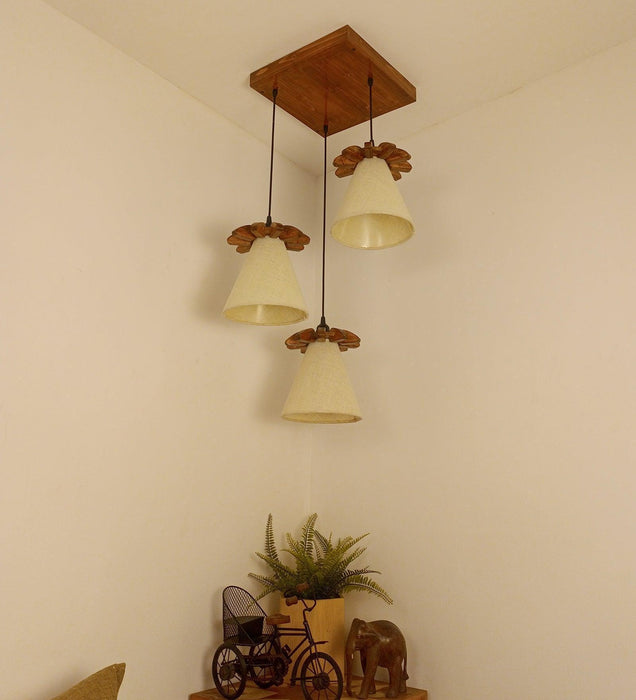 Buy Hanging Lights - Propel Brown Wooden Cluster Hanging Light by Symplify on IKIRU online store