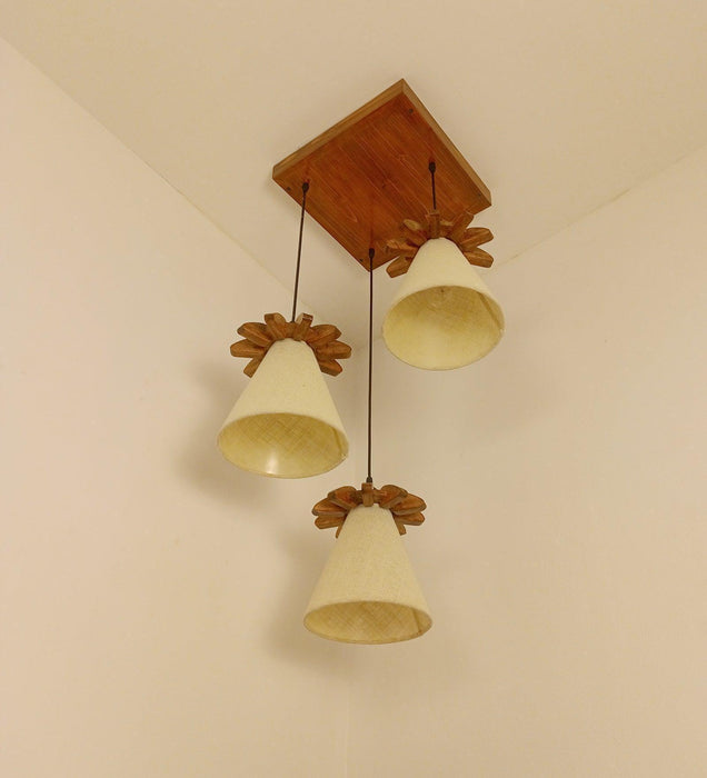 Buy Hanging Lights - Propel Brown Wooden Cluster Hanging Light by Symplify on IKIRU online store