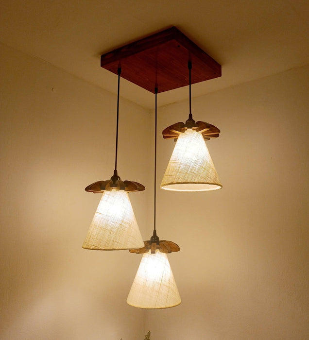 Buy Hanging Lights - Propel Brown Wooden Cluster Hanging Light by Symplify on IKIRU online store