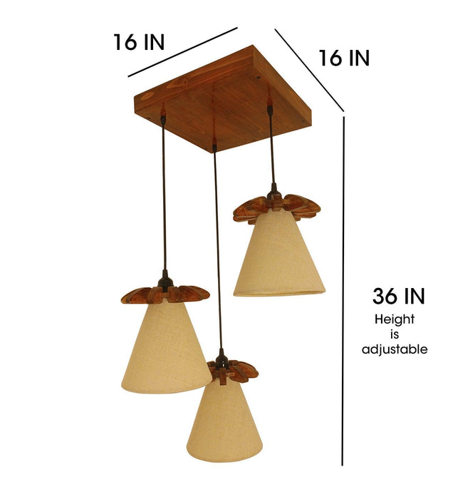 Buy Hanging Lights - Propel Brown Wooden Cluster Hanging Light by Symplify on IKIRU online store