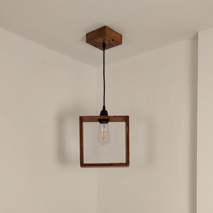 Buy Hanging Lights - Quattro Brown Wooden Single Hanging Light by Symplify on IKIRU online store