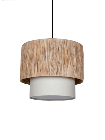 Buy Hanging Lights - Rafia14 Inch Wide Double Drum Pendant Light - by Fos Lighting on IKIRU online store