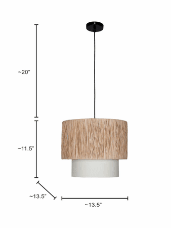 Buy Hanging Lights - Rafia14 Inch Wide Double Drum Pendant Light - by Fos Lighting on IKIRU online store