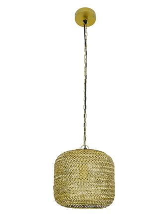 Buy Hanging Lights - Rustic Knitted Mesh Drum Pendant Light | Golden Hanging Lamp For Living Room by Fos Lighting on IKIRU online store